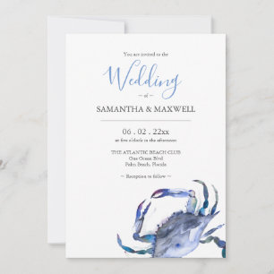 Invitaciones de boda en la playa Cangrejo azul acu