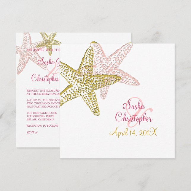Invitaciones de boda en la playa / speckles stock (Anverso / Reverso)