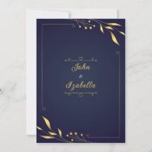 Invitaciones de boda en oro y azul marino