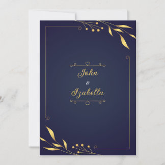 Invitaciones de boda en oro y azul marino