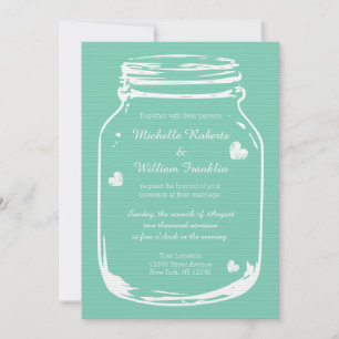 Invitaciones de boda en tarro de mason chic país m