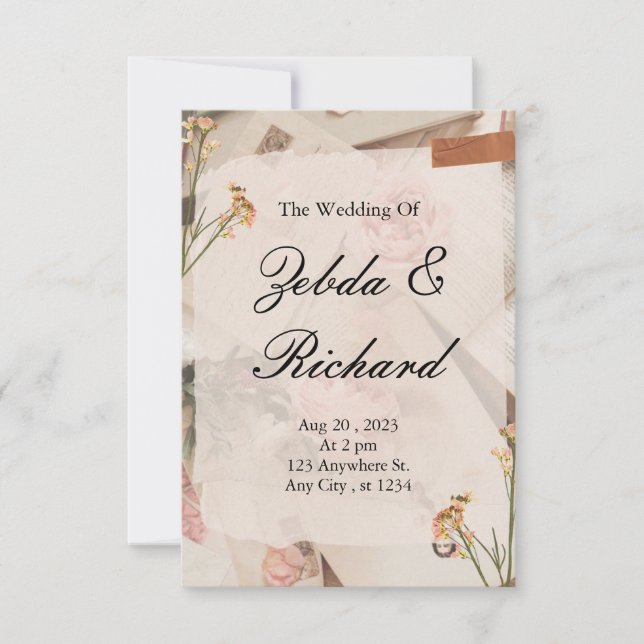 Invitaciones de boda estacionarias. (Anverso)