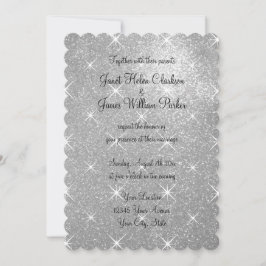 Invitaciones de boda falsas y brillantes purpurina