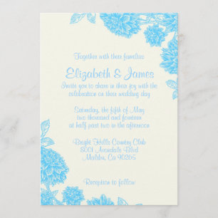 Invitaciones de Boda Floral Azul de Lujo