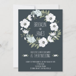Invitaciones de boda floral con guirnalda blanca