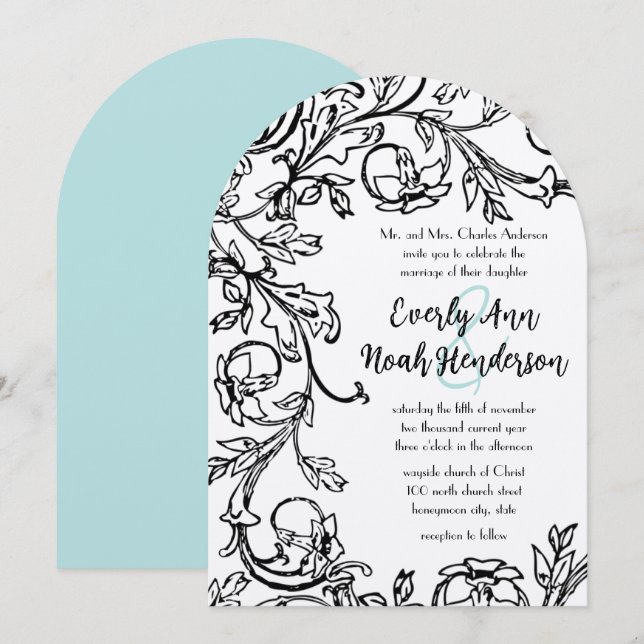 Invitaciones de Boda Floral Vintage (Anverso / Reverso)