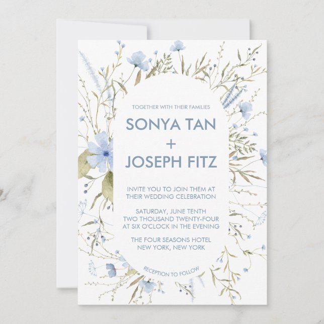 Invitaciones de boda florales (Anverso)