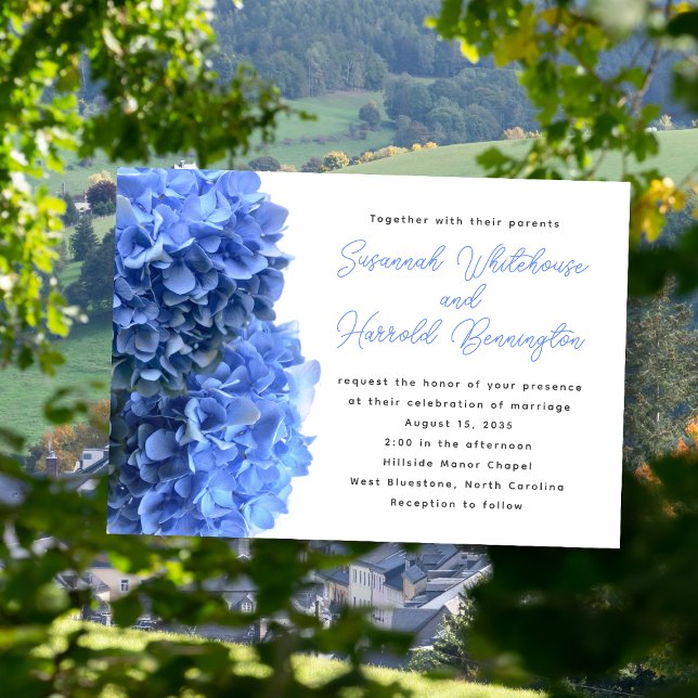 Invitaciones de boda florales azules (Subido por el creador)