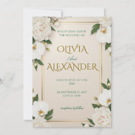 Invitaciones de Boda Florales Blanco Lujoso