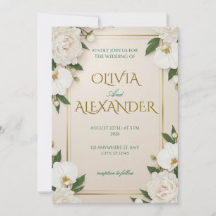 Invitaciones de Boda Florales Blanco Lujoso