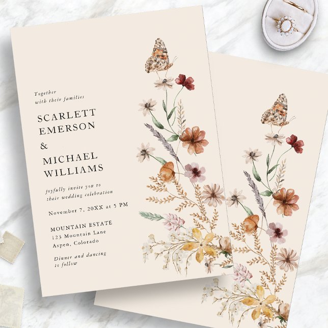 Invitaciones de boda florales boho rústicas (Rustic Boho Floral Wedding Invitations
)