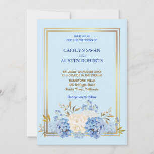 Invitaciones de boda florales botánicas azul marin