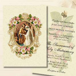 Invitaciones de boda florales católicas tradiciona