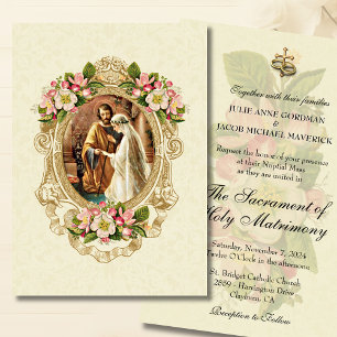 Invitaciones de boda florales católicas tradiciona