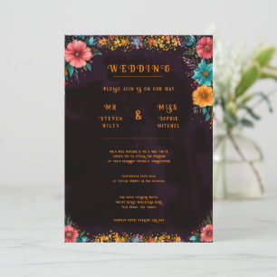Invitaciones de Boda Florales Coloridas Elegantes