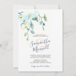 Invitaciones de boda florales con acuarela azul