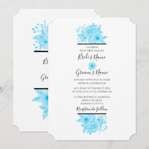 Invitaciones de Boda Florales con Acuarela Azul El