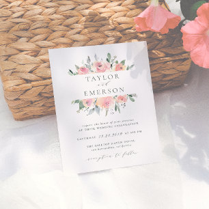 Invitaciones de Boda Florales con Acuarela Rubor y