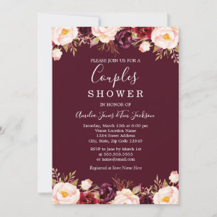 Invitaciones de boda florales de Marsala para pare