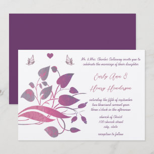 Invitaciones de boda florales de orquídea rosa y p