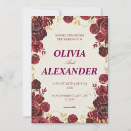 Invitaciones de boda florales lujo oscuro