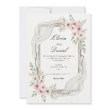 Invitaciones de boda florales Rosa suave