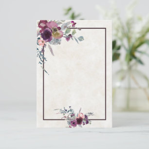 Invitaciones de boda florales rosa y Borgoña con p