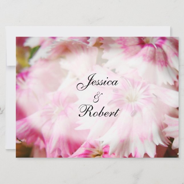 Invitaciones de boda florales rosadas (Reverso)