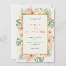 Invitaciones de Boda Florales Suaves Tropicales