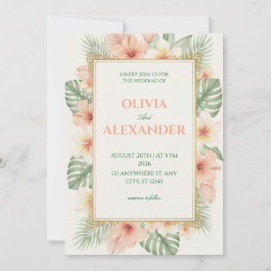 Invitaciones de Boda Florales Suaves Tropicales