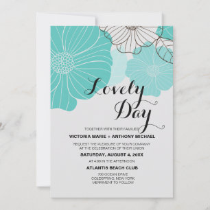 Invitaciones de boda florales turquesa