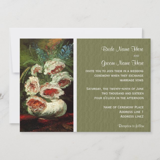Invitaciones de boda florales vintage. (Anverso)