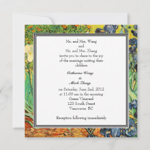 Invitaciones de boda florales vintage Van Gogh,Iri