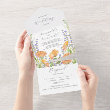 Invitaciones de boda Flores acuáticas silvestres
