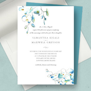 Invitaciones de boda formales florales con acuarel