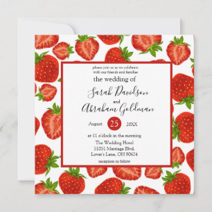 Invitaciones de Boda - Fresas Botánicas Rojo