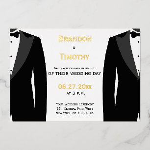 Invitaciones de boda gay elegantes con lámina de o