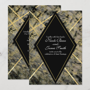 Invitaciones de boda glamurosas con mármol negro y