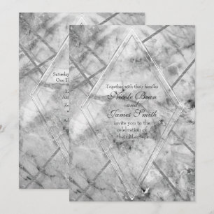 Invitaciones de boda glamurosas de mármol gris y b