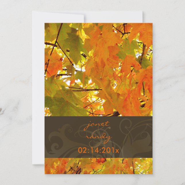 Invitaciones de boda Gold Maple Leaves/otoño (Anverso)