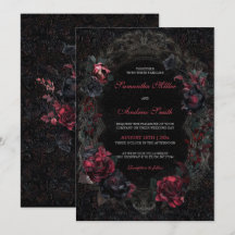 Invitaciones de Boda Góticas Victorianas Negras y 