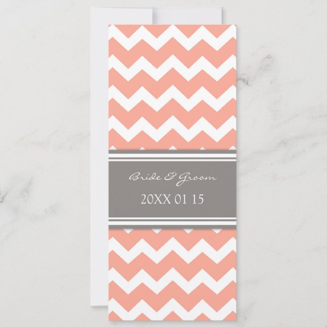 Invitaciones de boda Gray Coral Chevron (Anverso)