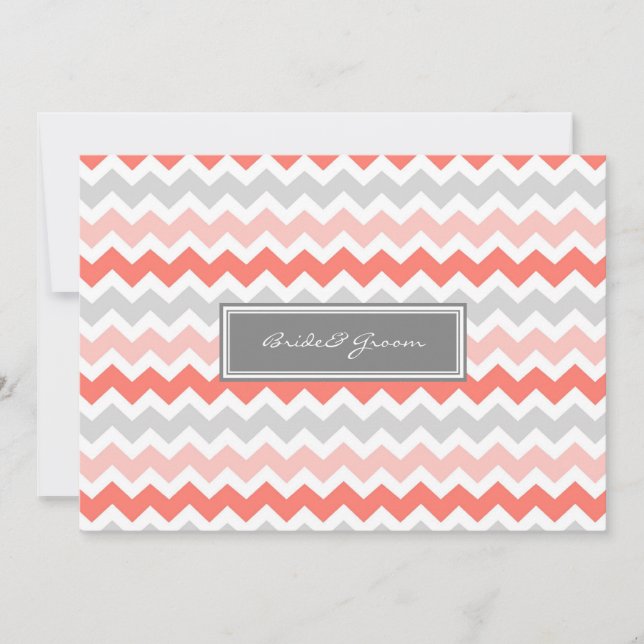 Invitaciones de boda Gray Coral Chevron (Anverso)