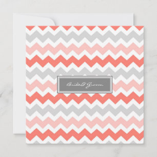 Invitaciones de boda Gray Coral Chevron
