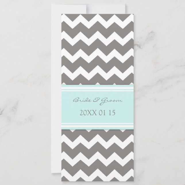 Invitaciones de boda Gris Blue Chevron (Anverso)