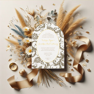 Invitaciones de boda gris carbón y amarillo