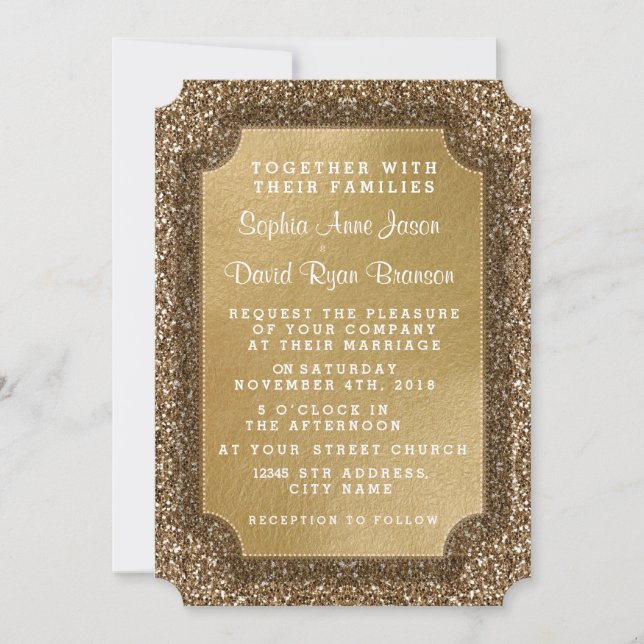 Invitaciones de boda | Hoja de oro e invitación Pu (Anverso)