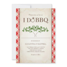 Invitaciones de boda I Do BBQ con patrón de cuadro