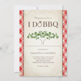 Invitaciones de boda I Do BBQ con patrón de cuadro