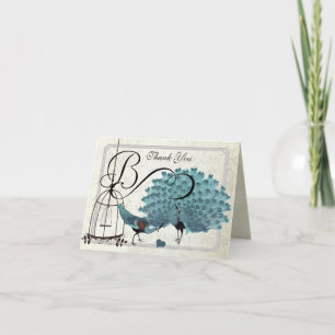 Invitaciones de boda jaula para pájaros pavos real